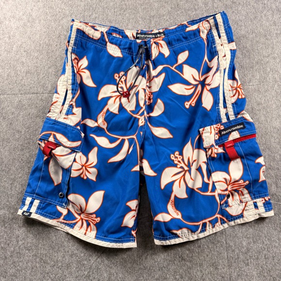 Abercrombie & Fitch Other - Abercrombie & Fitch Mens Blue Floral Cargo Board Shorts Size L Swim Vintage